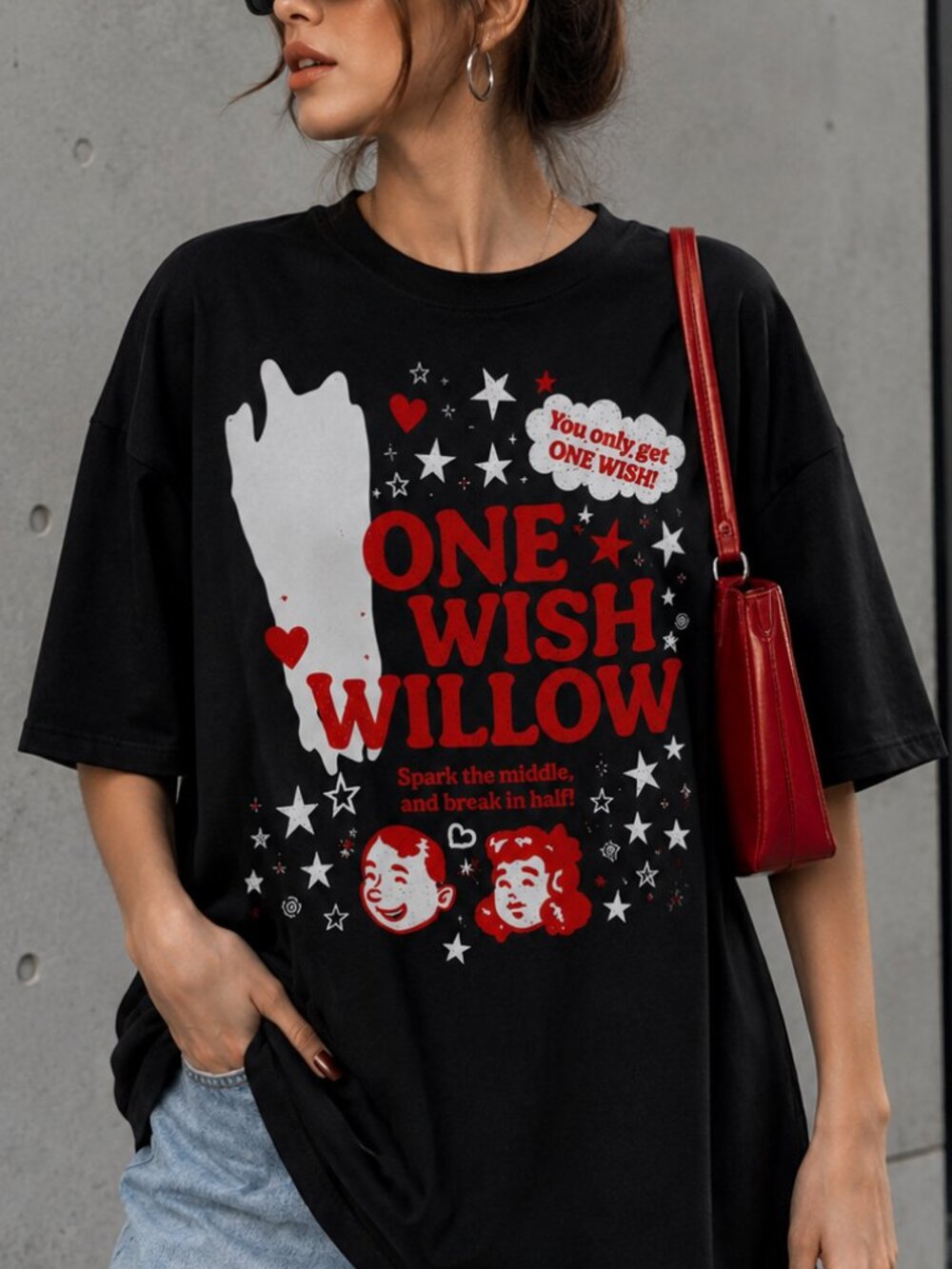One Wish Willow Baby Tee, Cute Graphic Shirt
